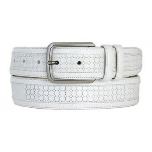 Mezlan White Genuine Calfskin Belt - AO9095